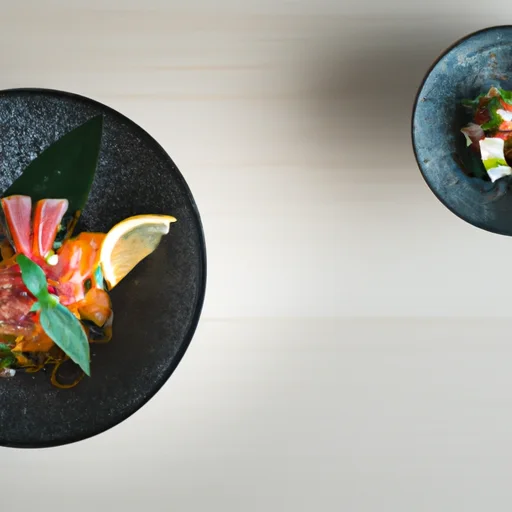 Sashimi-lohi ja juurekset